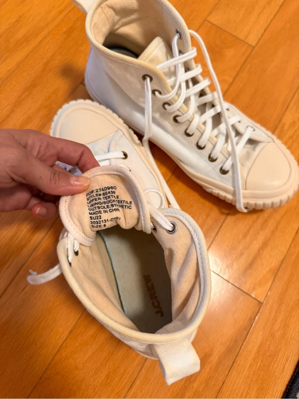 J.Crew Women’s White High-Top Canvas Sneakers